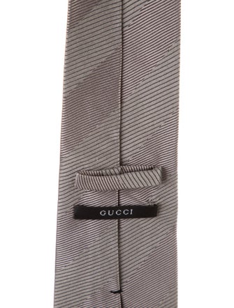 Gucci Grey Striped Silk Tie