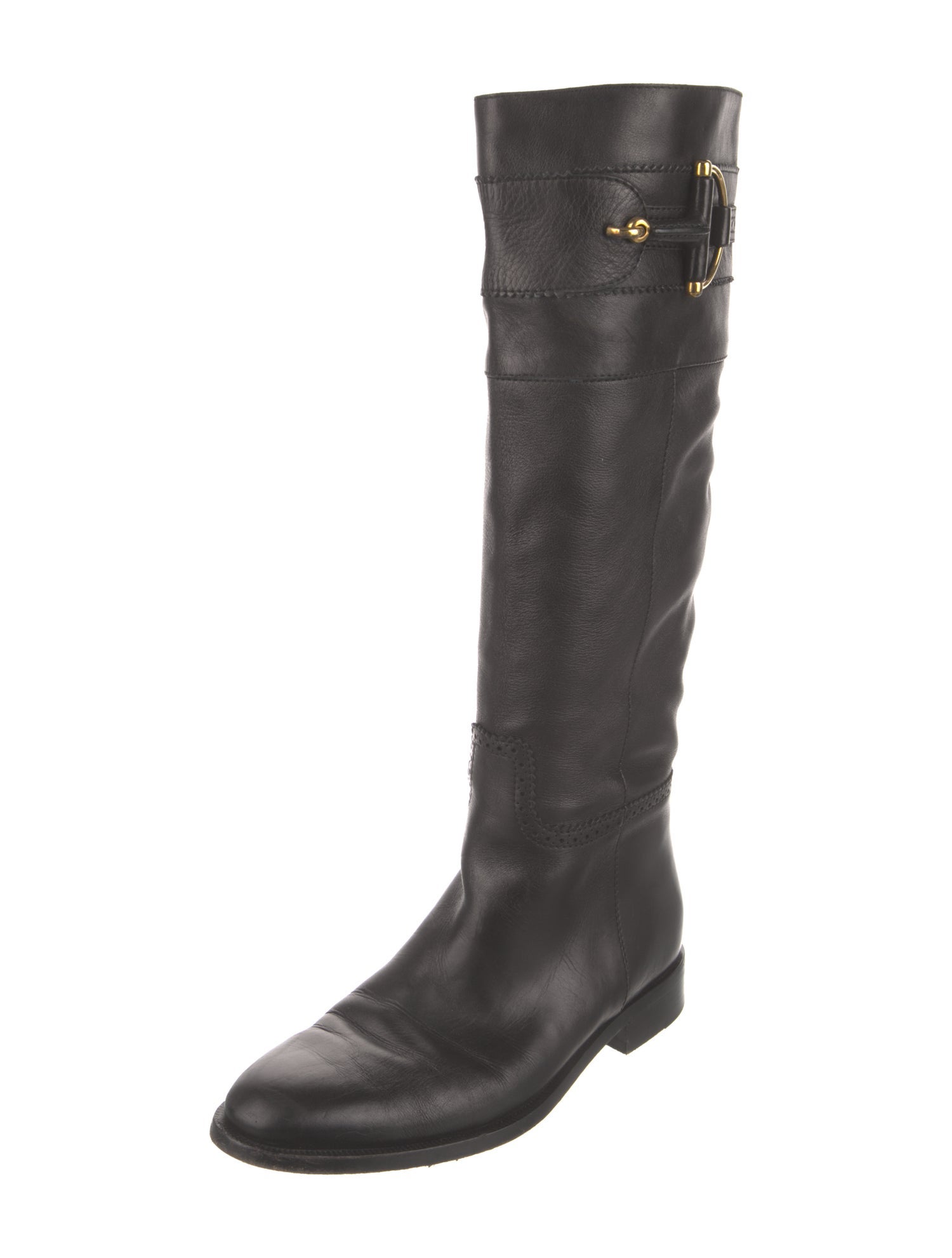 Gucci Hasler Horsebit Accent Leather Riding Boots