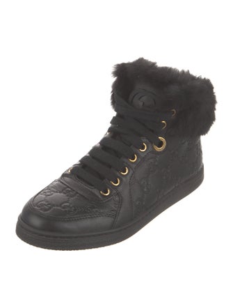 Gucci GG Embossed Leather Wedge Sneakers