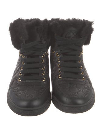 Gucci GG Embossed Leather Wedge Sneakers