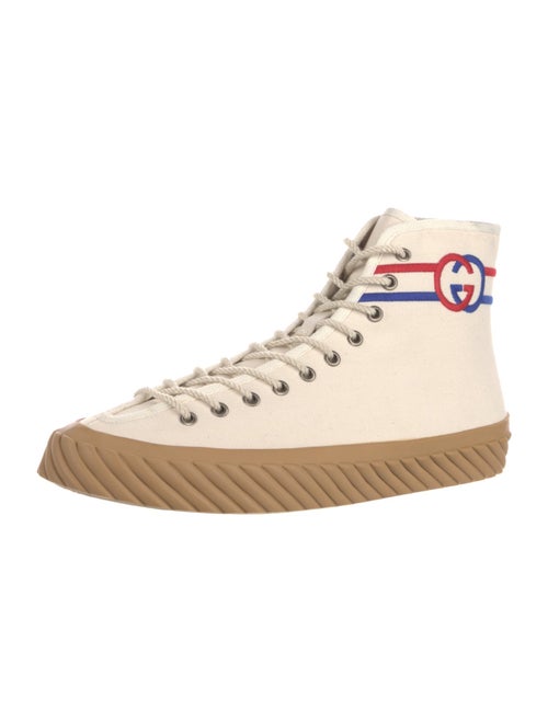 Gucci Interlocking G Logo Canvas Lace-Up Boots