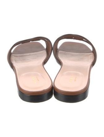 Gucci Interlocking G Logo Leather Slippers