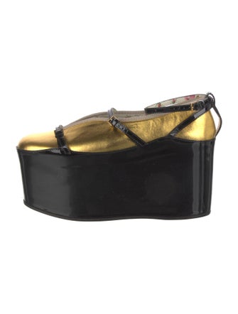 Gucci Patent Leather Colorblock Pattern Mules