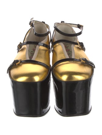 Gucci Patent Leather Colorblock Pattern Mules