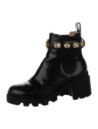 Gucci Double G Logo Leather Combat Boots