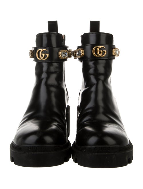 Gucci Double G Logo Leather Combat Boots