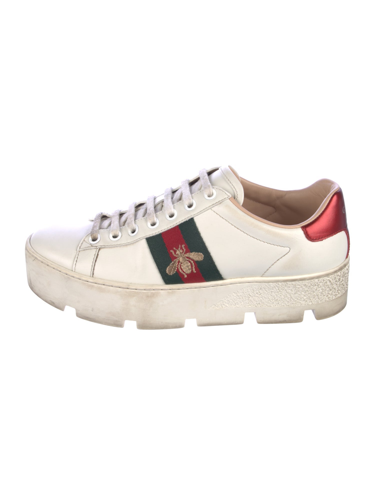 Gucci Web Accent Leather Sneakers