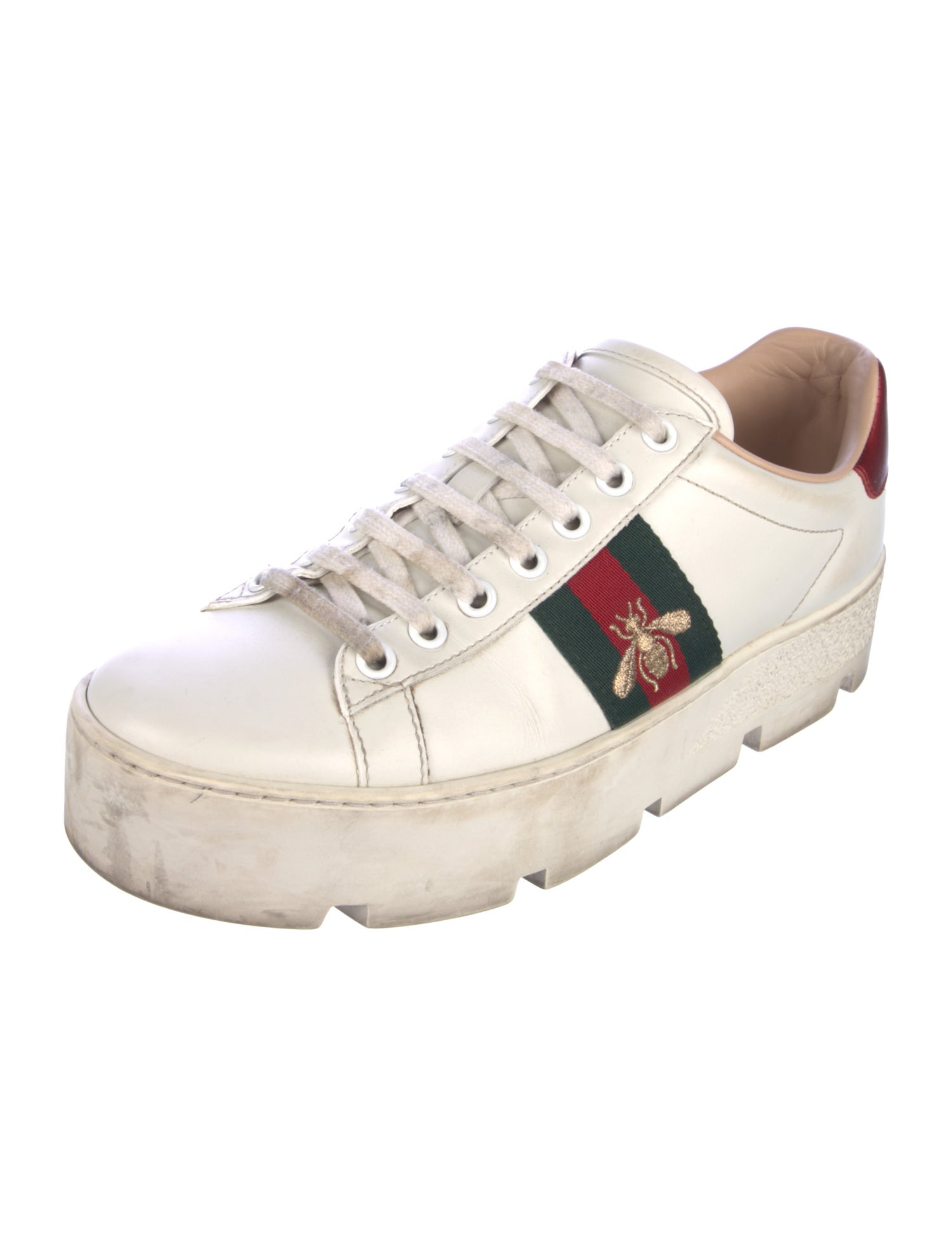 Gucci Web Accent Leather Sneakers