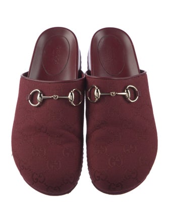 Gucci Horsebit Accent Canvas Mules
