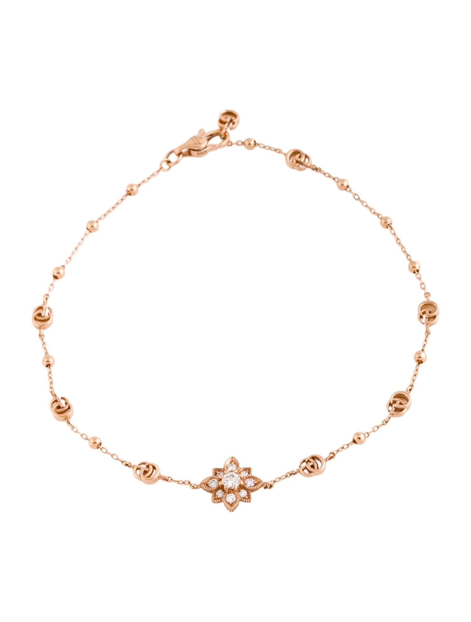 Gucci 18K Diamond Flora Station Bracelet