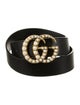 Gucci Faux Pearl Accents Leather Belt
