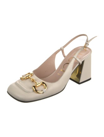 Gucci Horsebit Accent Leather Slingback Pumps