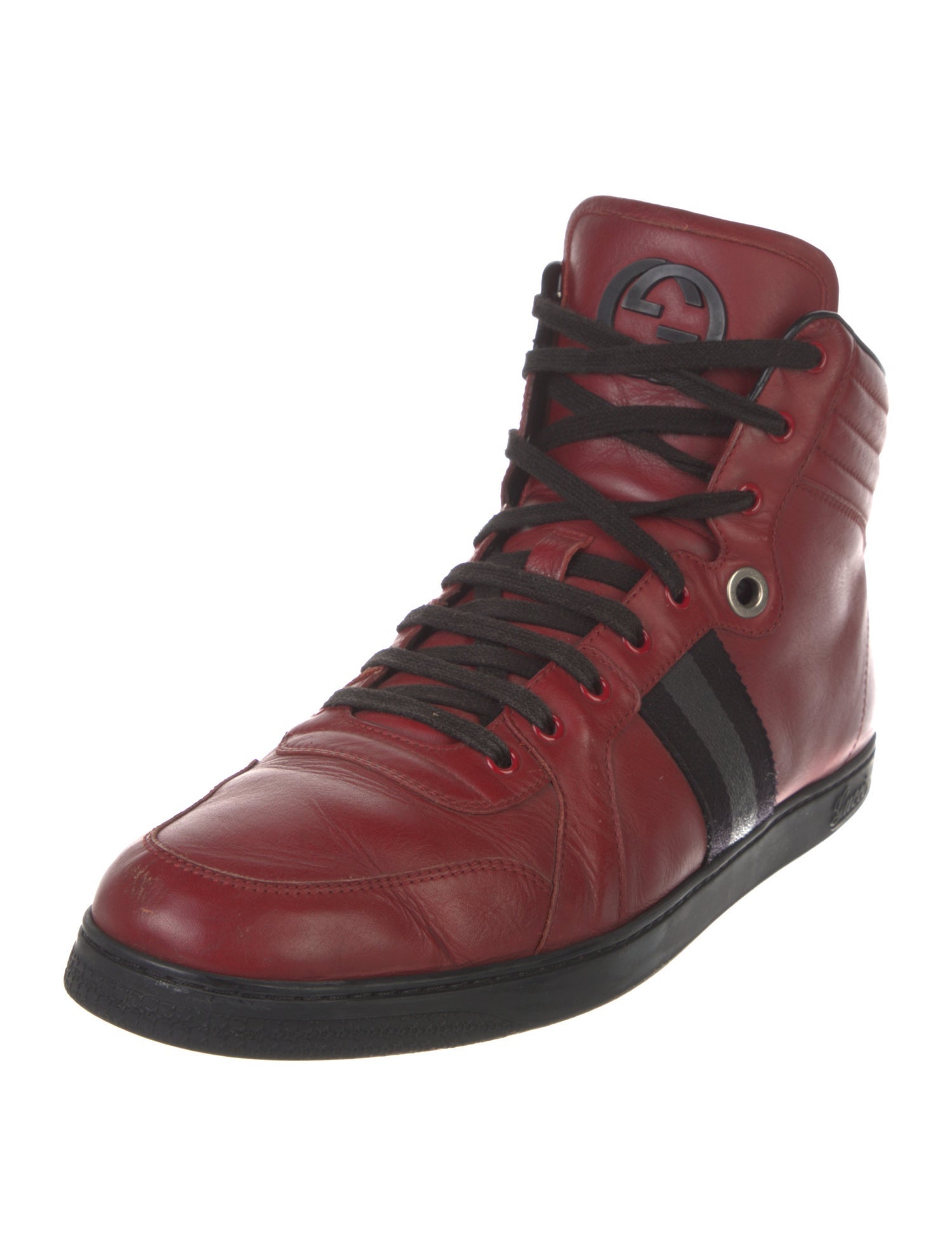 Gucci Web Accent Leather Sneakers