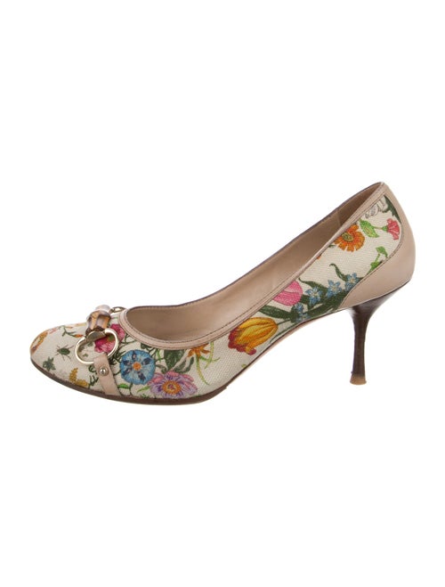 Gucci Horsebit Accent Canvas Pumps