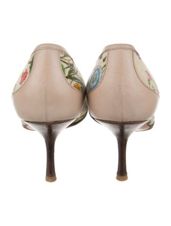 Gucci Horsebit Accent Canvas Pumps