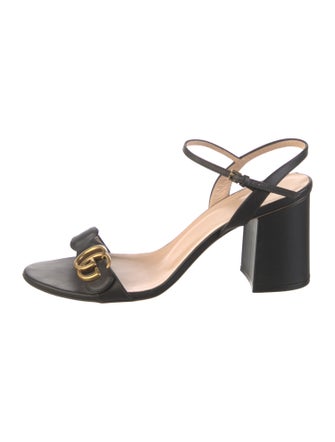 Gucci Double G Logo Leather Sandals