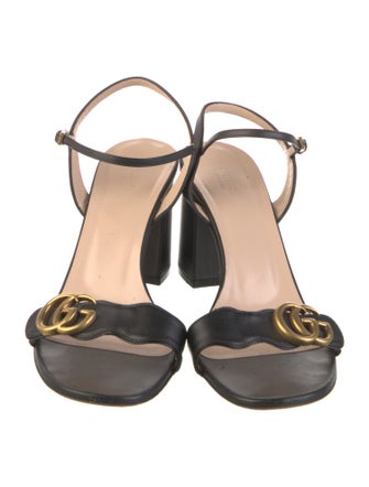 Gucci Double G Logo Leather Sandals