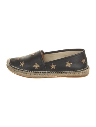 Gucci Bee Accent Leather Espadrilles