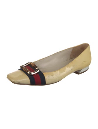 Gucci Sylvie Web Accent Patent Leather Ballet Flats