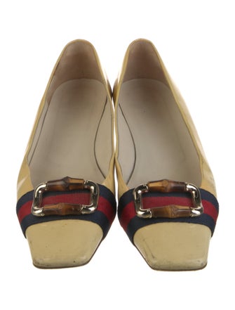 Gucci Sylvie Web Accent Patent Leather Ballet Flats