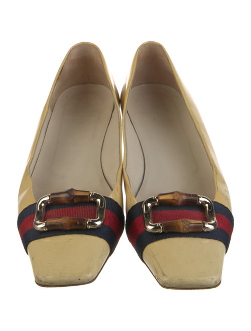 Gucci Sylvie Web Accent Patent Leather Ballet Flats