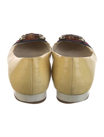 Gucci Sylvie Web Accent Patent Leather Ballet Flats