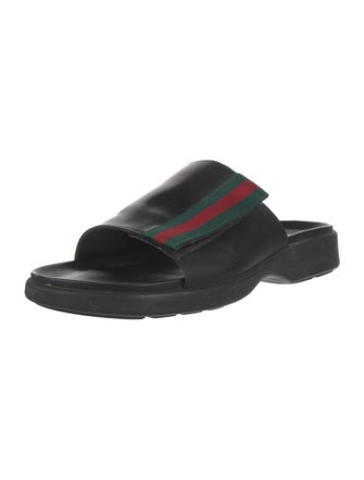 Gucci Web Accent Leather Slides