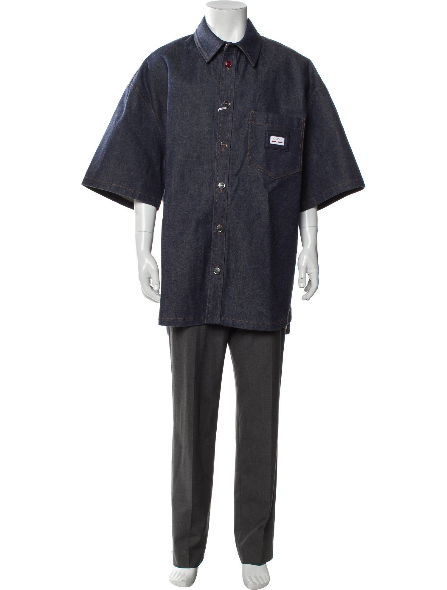 Gucci 2025 Web Accent Denim Shirt w/ Tags