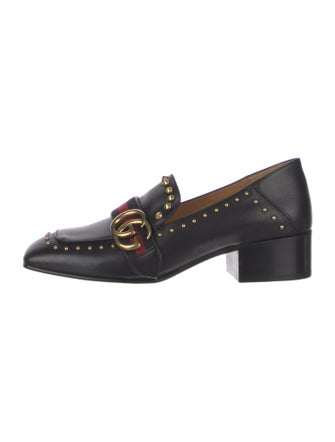 Gucci Web Accent Leather Loafers