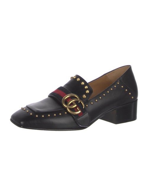 Gucci Web Accent Leather Loafers