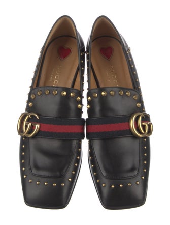 Gucci Web Accent Leather Loafers
