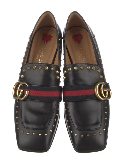 Gucci Web Accent Leather Loafers