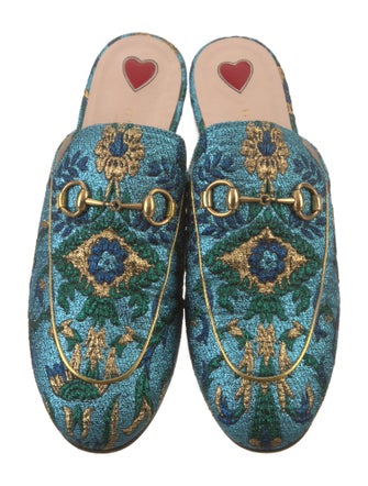 Gucci Printed Glitter Accents Mules