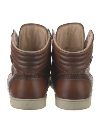 Gucci Web Accent Leather Lace-Up Boots