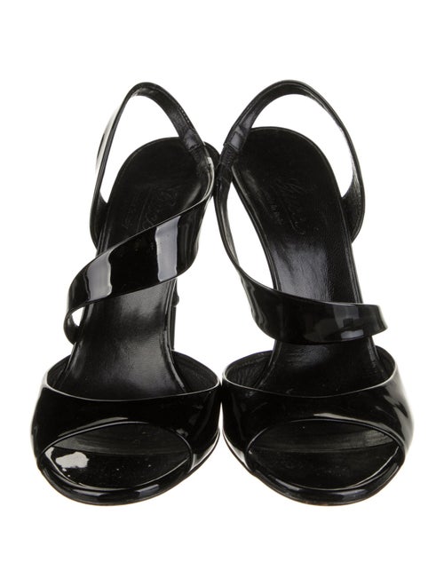 Gucci Bamboo Accent Patent Leather Slingback Sandals