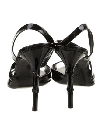 Gucci Bamboo Accent Patent Leather Slingback Sandals