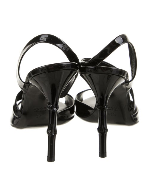 Gucci Bamboo Accent Patent Leather Slingback Sandals