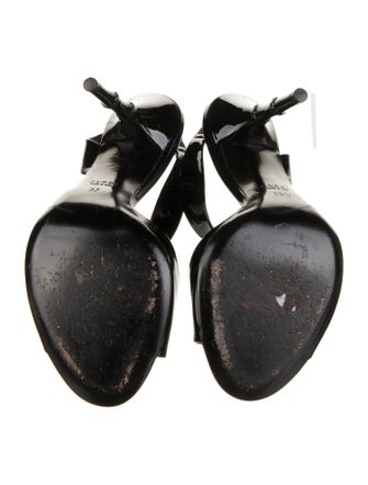 Gucci Bamboo Accent Patent Leather Slingback Sandals