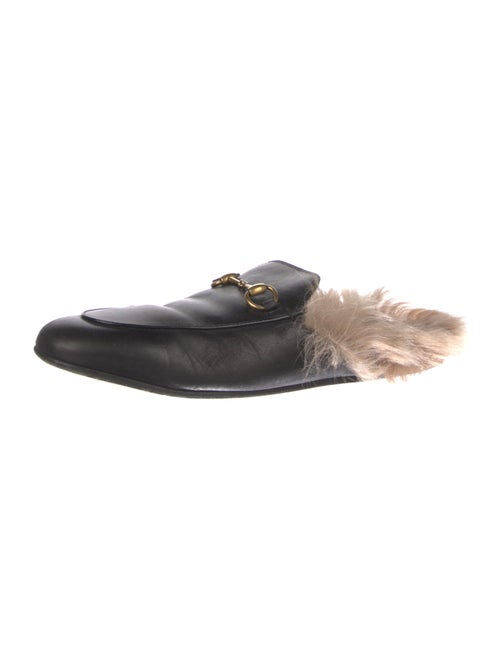 Gucci Leather Fur Trim Mules