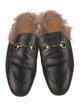 Gucci Leather Fur Trim Mules