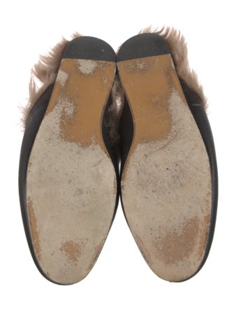 Gucci Leather Fur Trim Mules