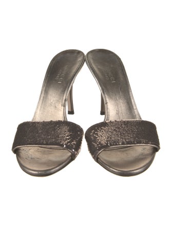 Gucci Leather Sequin Embellishments Slides