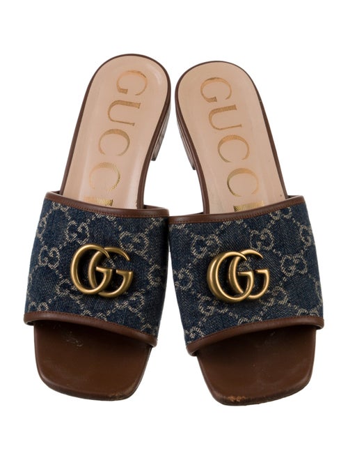 Gucci Double G Logo Denim Slides