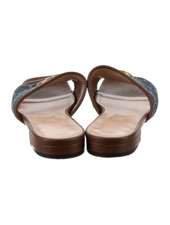 Gucci Double G Logo Denim Slides