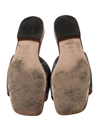 Gucci Double G Logo Denim Slides