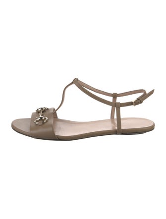 Gucci Horsebit Accent Leather T-Strap Sandals