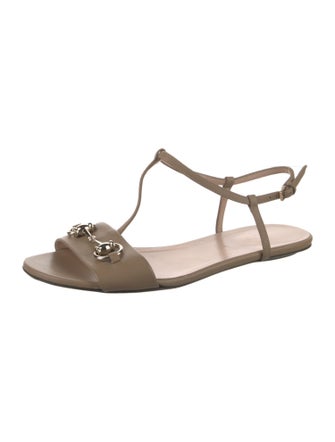 Gucci Horsebit Accent Leather T-Strap Sandals