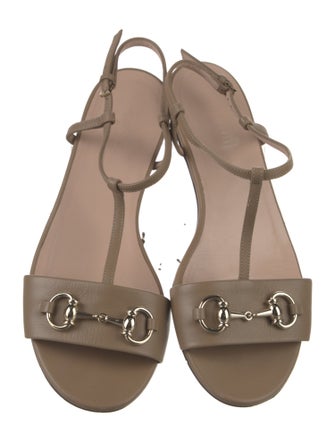 Gucci Horsebit Accent Leather T-Strap Sandals