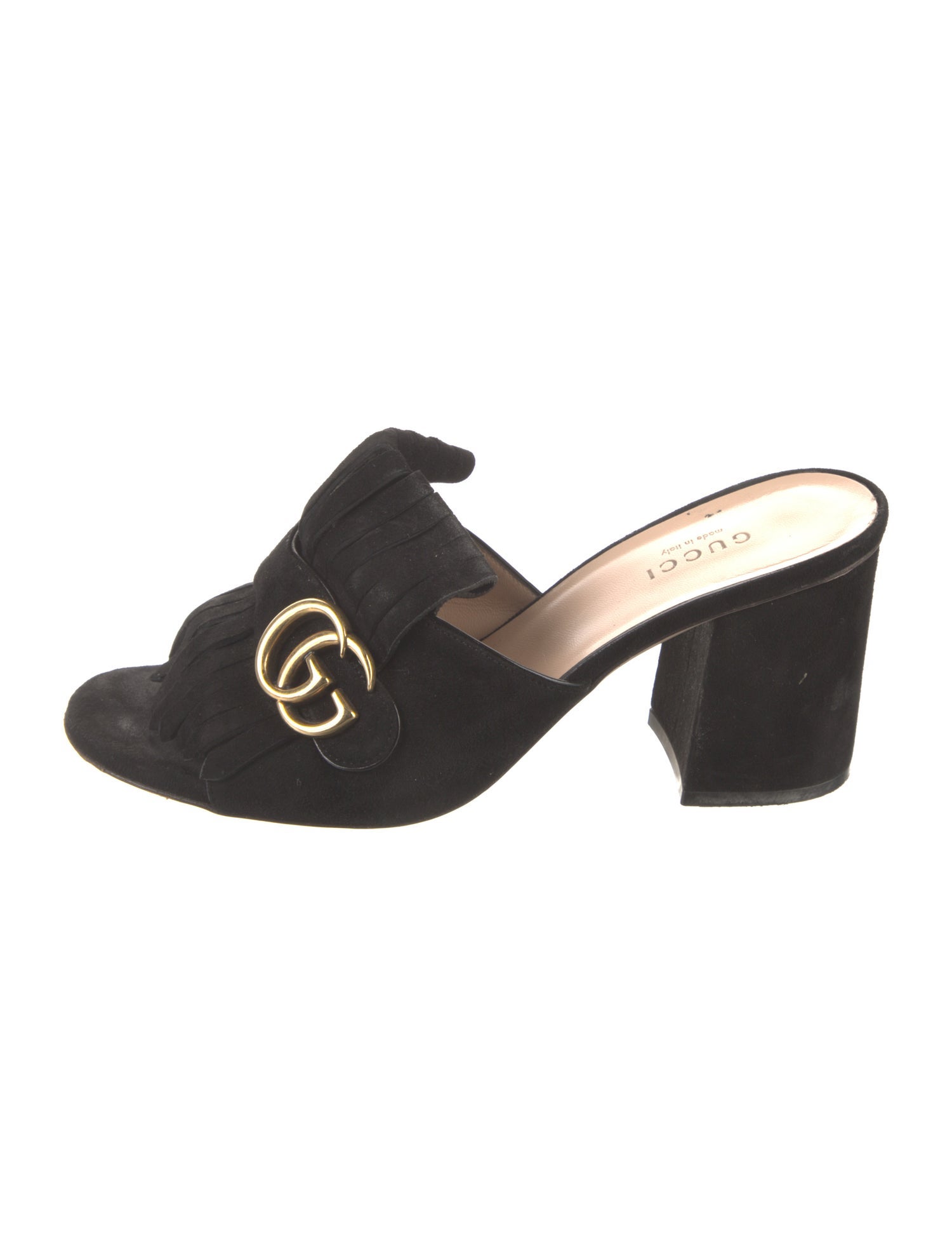 Gucci Double G Logo Suede Slides