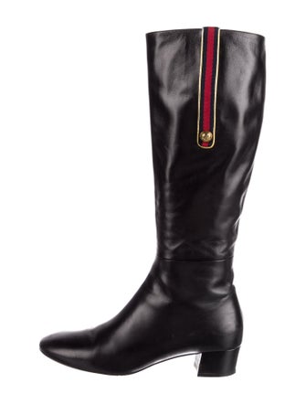 Gucci Interlocking G Logo Leather Riding Boots